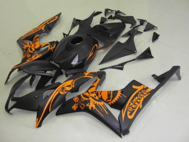 Carenado Moto CBR 600 RR 07-08 - Negro Mate Naranja Pegatinas