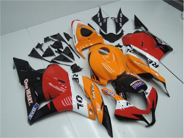 Carenado Moto CBR 600 RR 09-12 - Naranja Rojo Negro Repsol