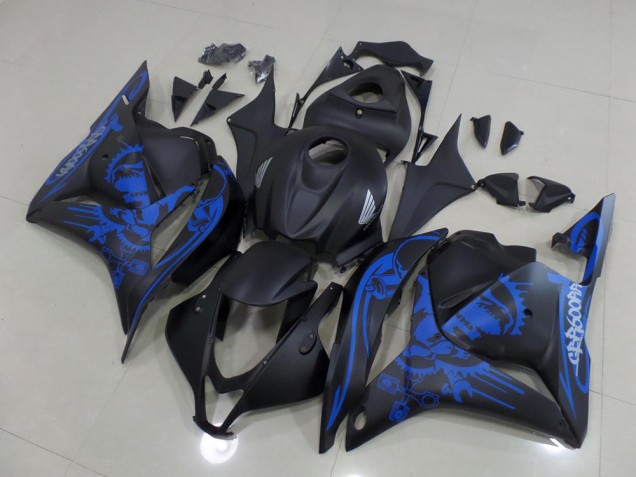 Carenado Moto CBR 600 RR 09-12 - Negro Mate Azul Cráneo Carenado Moto CBR 600 RR 09-12 - Negro Mate Azul Cráneo