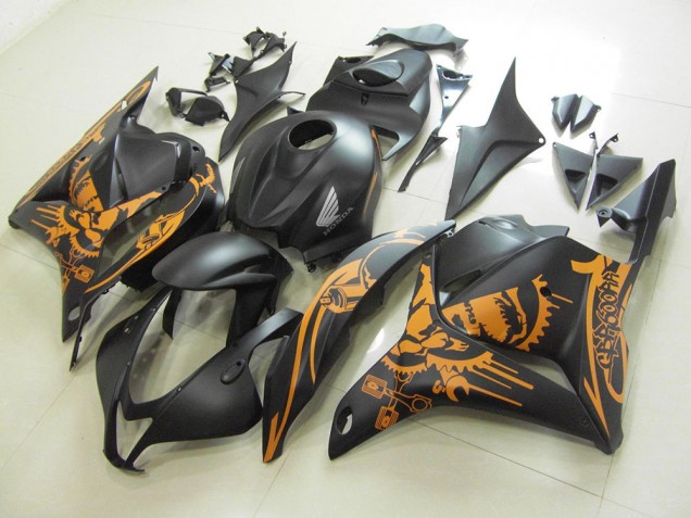 Carenado Moto CBR 600 RR 09-12 - Negro Mate Naranja Pegatinas