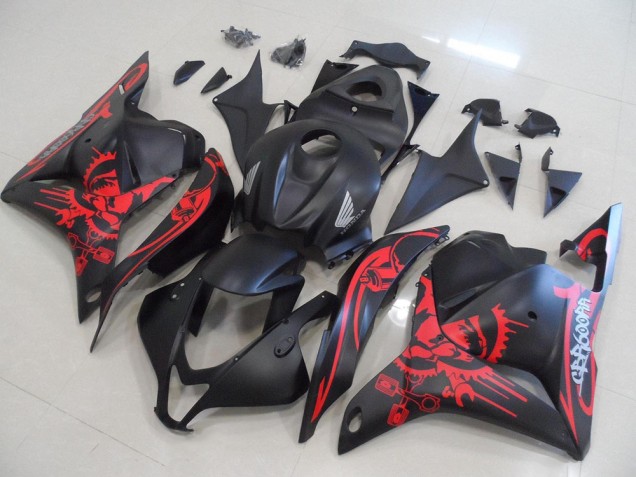 Carenado Moto CBR 600 RR 09-12 - Negro Mate con Rojo Cráneo Carenado Moto CBR 600 RR 09-12 - Negro Mate con Rojo Cráneo