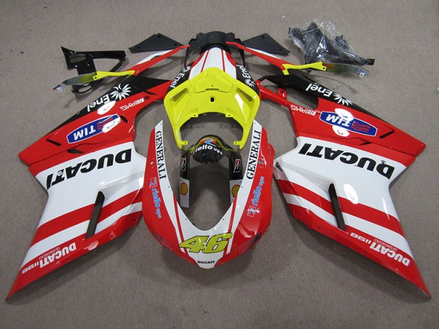 Carenado Moto Ducati 1098 848 07-14 - Rojo Blanco Generali 46