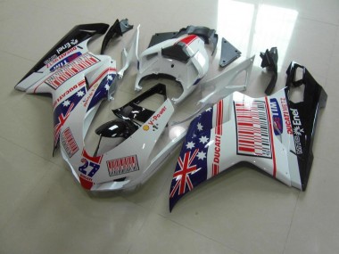 Carenado Moto Ducati 848 1098 1198 07-14 - Blanco Azul Rojo