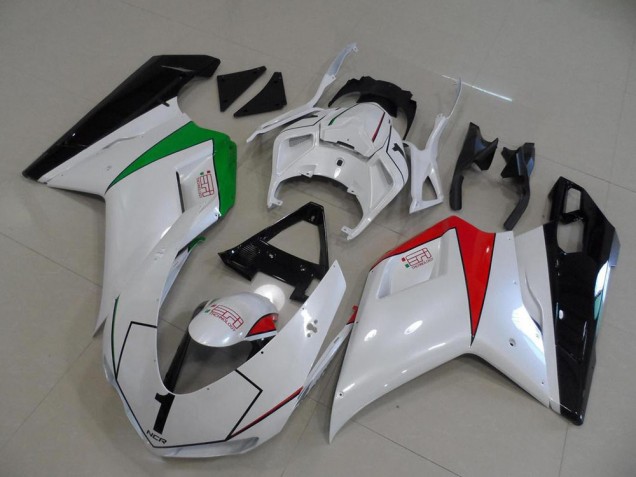 Carenado Moto Ducati 848 1098 1198 07-14 - Blanco Perla con Italy Flag Carenado Moto Ducati 848 1098 1198 07-14 - Blanco Perla con Italy Flag