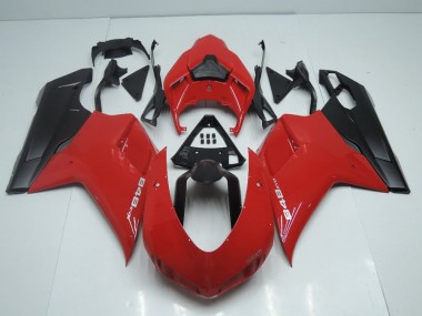 Carenado Moto Ducati 848 1098 1198 07-14 - Estilo OEM Rojo con Negro Mate Lado