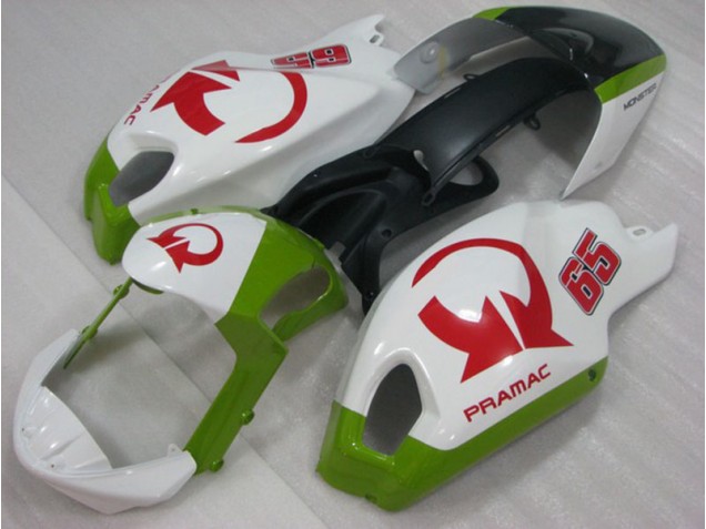 Carenado Moto Ducati Monster 696 08-12 - Blanco Rojo PRAMAC 65