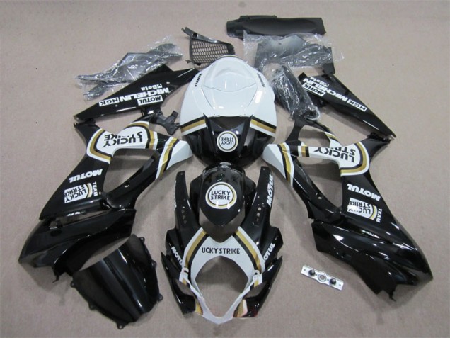 Carenado Moto GSXR 1000 K7 07-08 - Negro Lucky Strike Blanco Motul