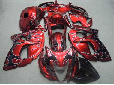 Carenado Moto GSXR 1300 Hayabusa 08-19 - Rojo Negro Llama