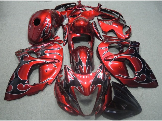 Carenado Moto GSXR 1300 Hayabusa 08-19 - Rojo Negro Llama