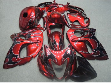 Carenado Moto GSXR 1300 Hayabusa 96-07 - Rojo con Negro Llama