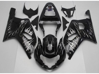 Carenado Moto GSXR 600 / 750 K1 K2 K3 01-03 - Negro Blanco Llama