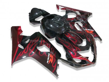Carenado Moto GSXR 600 / 750 K4 04-05 - Negro Rojo Llamas