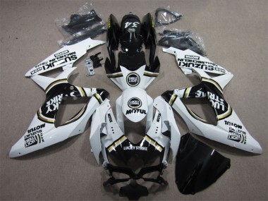 Carenado Moto GSXR 600 K8 08-10 - Blanco Lucky Strike Negro Motul