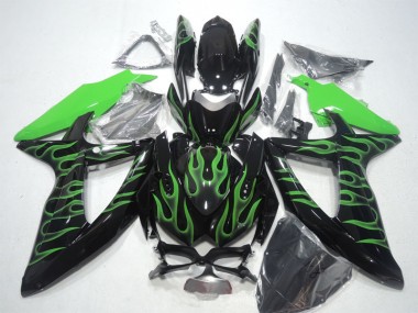 Carenado Moto GSXR 600 K8 08-10 - Negro Verde Llama
