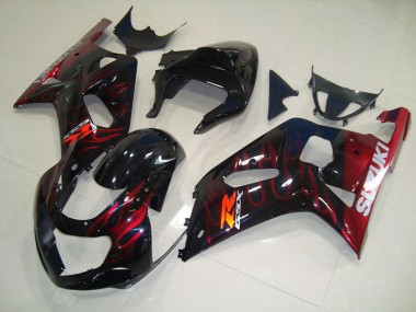 Carenado Moto GSXR 750 K1 K2 K3 01-03 - Negro Rojo Llama