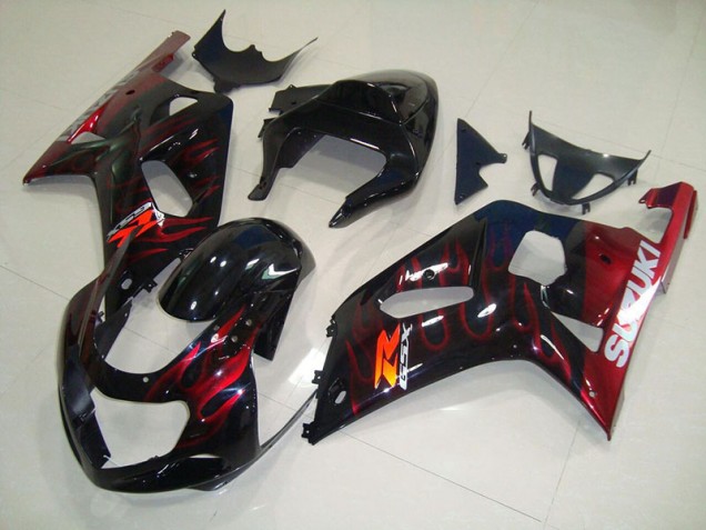 Carenado Moto GSXR 750 K1 K2 K3 01-03 - Negro Rojo Llama Carenado Moto GSXR 750 K1 K2 K3 01-03 - Negro Rojo Llama