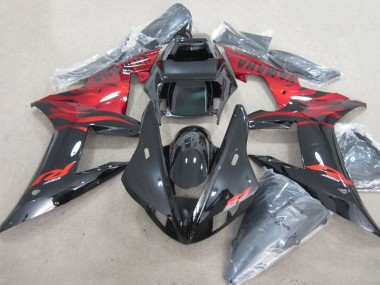 Carenado Moto R1 02-03 - Negro Rojo Calcomanía