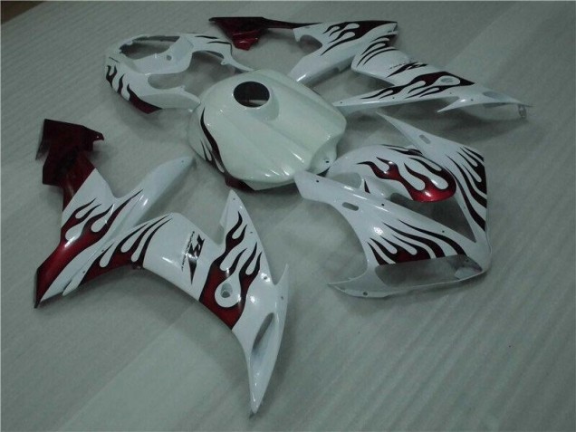 Carenado Moto R1 04-06 - Blanco Rojo Llama