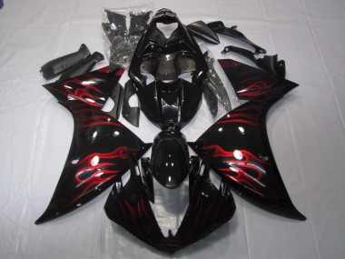 Carenado Moto R1 09-11 - Negro Rojo Llama
