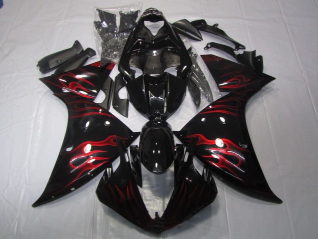 Carenado Moto R1 09-11 - Negro Rojo Llama