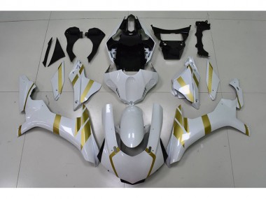 Carenado Moto R1 15-19 - Blanco con Oro Calcomanía