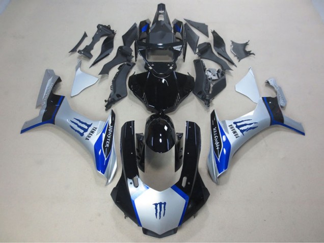 Carenado Moto R1 15-19 - Plata Negro Azul Monster Carenado Moto R1 15-19 - Plata Negro Azul Monster