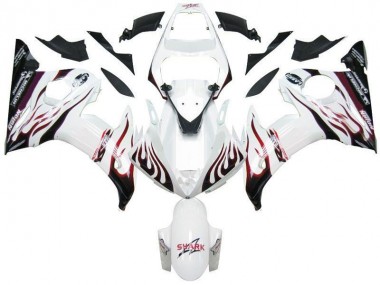 Carenado Moto R6 03-05 - Blanco Negro Rojo Llama