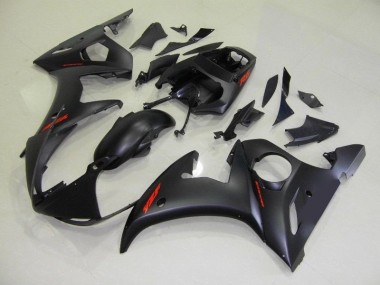 Carenado Moto R6 03-05 - Negro Mate Rojo Calcomanías