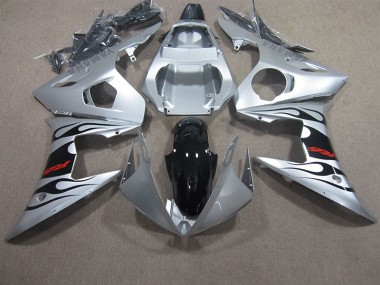Carenado Moto R6 03-05 - Plata Negro Rojo Calcomanía