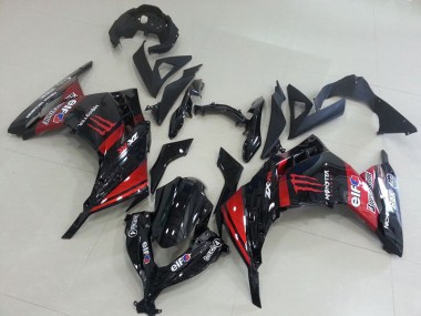 Carenado Moto ZX 300R 13-16 - Negro Rojo Monster