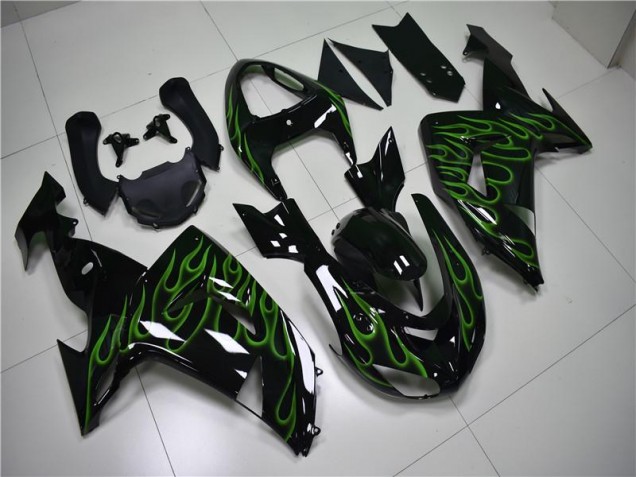 Carenado Moto ZX10R 06-07 - Negro Verde Llama Carenado Moto ZX10R 06-07 - Negro Verde Llama