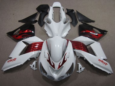 Carenado Moto ZX14R ZZR 1400 06-11 - Blanco Rojo Ninja