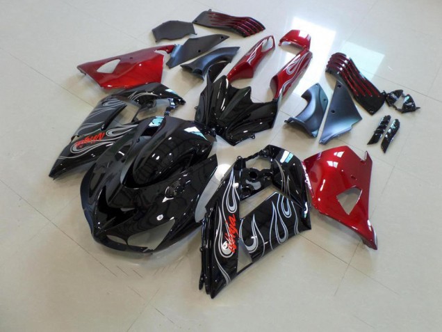 Carenado Moto ZX14R ZZR 1400 06-11 - Negro Nd Rojo Plata Llama Carenado Moto ZX14R ZZR 1400 06-11 - Negro Nd Rojo Plata Llama