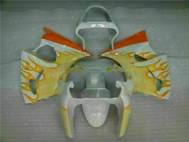 Carenado Moto ZX6R 00-02 - Blanco Amarillo Llama