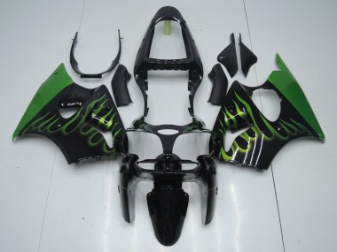 Carenado Moto ZX6R 00-02 - Negro con Verde Llama