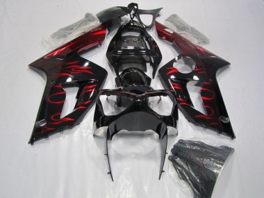 Carenado Moto ZX6R 03-04 - Negro Rojo Llama