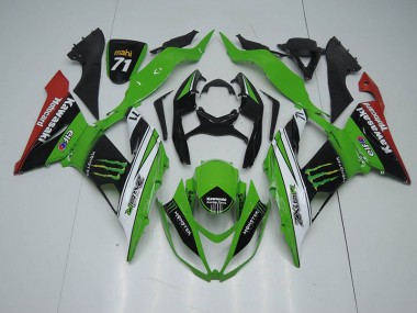 Carenado Moto ZX6R 13-18 - Negro Verde Blanco Monster