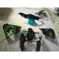 Carenado Moto ZX9R 02-03 - Brillante Negro Verde Llama