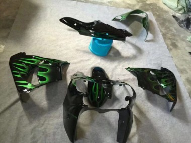 Carenado Moto ZX9R 02-03 - Brillante Negro Verde Llama