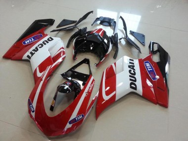 Inyección Kit Carenado Moto Ducati 848 1098 1198 07-14 - Rojo Blanco