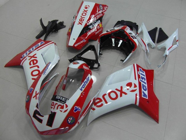 Kit ABS Carenado Motocicleta Ducati 848 1098 1198 07-14 - Blanco Rojo Xerox