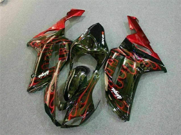 Kit Carenado Moto ZX6R 07-08 - Negro Rojo Llama Kit Carenado Moto ZX6R 07-08 - Negro Rojo Llama