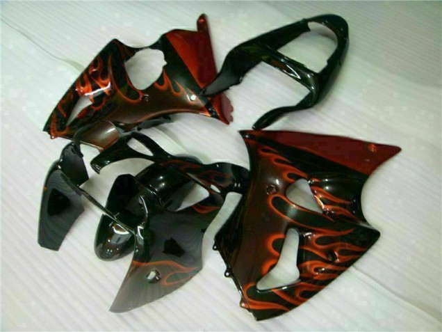 Kit Completo Carenado Moto ZX6R 00-02 - Negro Rojo Llama Kit Completo Carenado Moto ZX6R 00-02 - Negro Rojo Llama