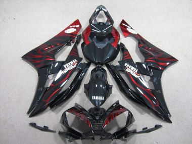 Kits Carenado Moto R6 06-07 - Negro Rojo Llama