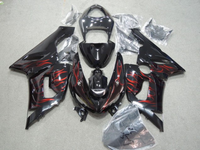 Kits Carenado Moto ZX6R 05-06 - Negro Rojo Llama Kits Carenado Moto ZX6R 05-06 - Negro Rojo Llama