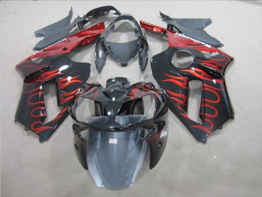 Kits Completo Carenado Moto ABS ZX6R 07-08 - Negro Rojo Llama