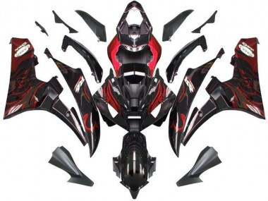Kits Completo Carenado Moto R6 06-07 - Negro Rojo Llama